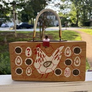 Nest Egg Wooden Clutch with Chicken Design